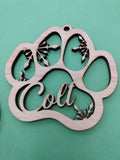 Dog Paw Custom Name Ornament